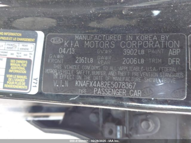 KNAFX4A82E5078367 KIA FORTE EX