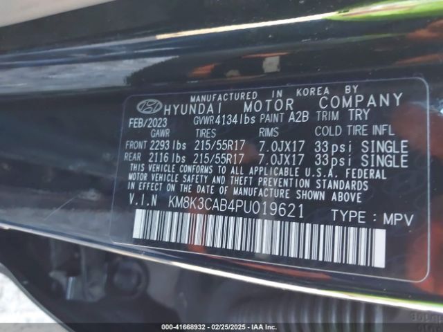KM8K3CAB4PU019621 Hyundai Kona Sel