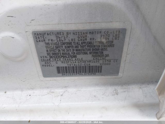 3N1CE2CP9HL375390 Nissan Versa Note Sr