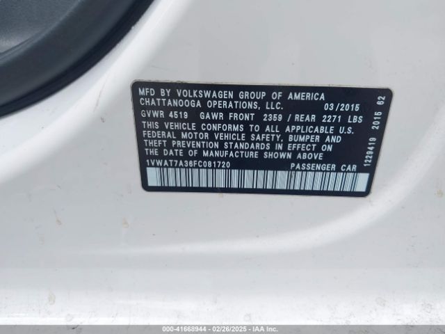 1VWAT7A36FC081720 Volkswagen Passat 1.8t Limited Edition