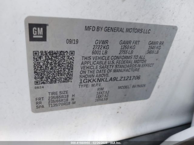 1GKKNKLA9LZ121706 GMC Acadia Fwd Sle