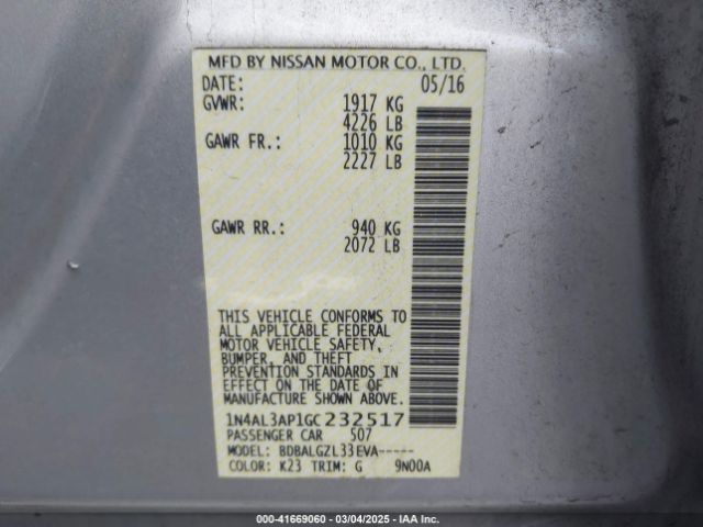 1N4AL3AP1GC232517 Nissan 2016