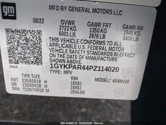 1GYKPAR44PZ114020 Cadillac Xt6 Fwd Luxury