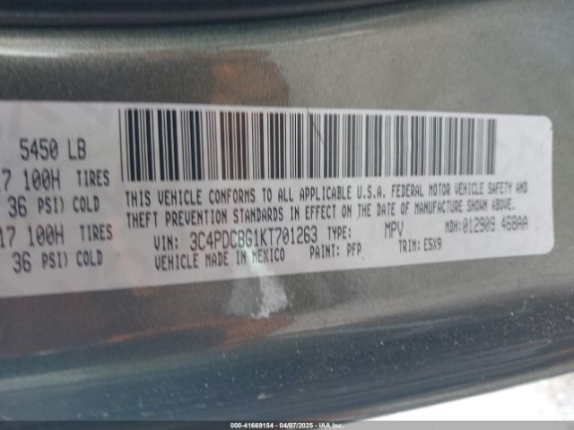 3C4PDCBG1KT701263 Dodge JOURNEY SE