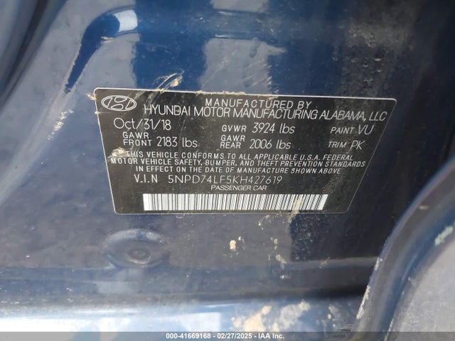 Hyundai ELANTRA SE 2019 5NPD74LF5KH427619 Image 9