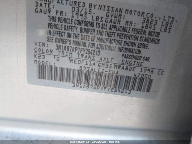 3N1AB7AP7FY254213 Nissan SENTRA S