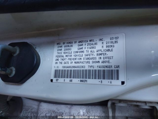 2008 ACURA TL 19UUA66298A002363 Photo 8