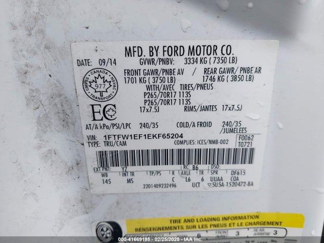 Ford F-150 Xlt 2014 1FTFW1EF1EKF65204 Image 9