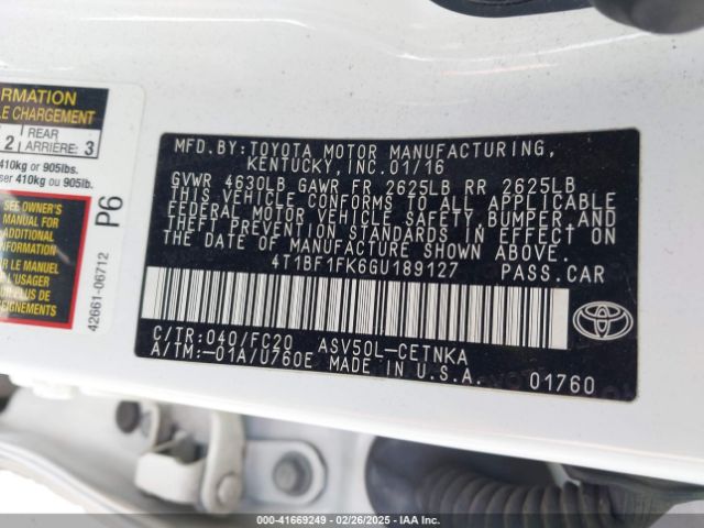 4T1BF1FK6GU189127 Toyota CAMRY LE