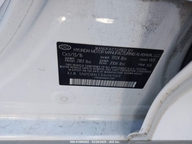 5NPD84LF1HH147069 Hyundai ELANTRA SE