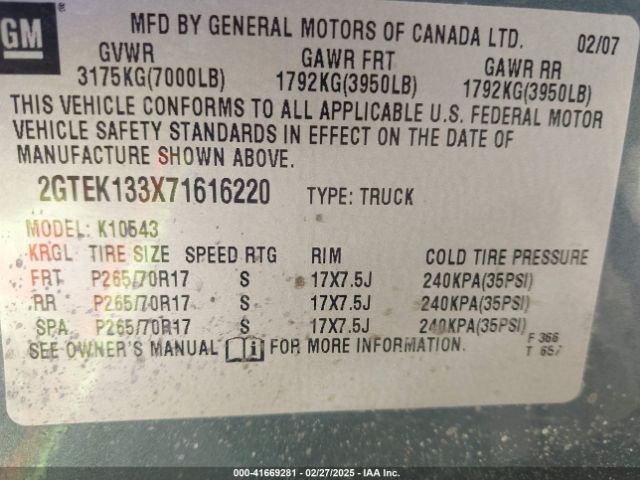 2007 GMC SIERRA 1500 2GTEK133X71616220 Photo 8