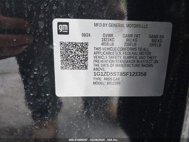 1G1ZD5ST8SF123358 Chevrolet Malibu Fwd 1lt