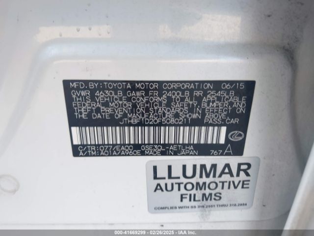 JTHBF1D20F5080211 Lexus IS 250