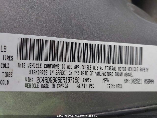 2C4RDGBG9ER187198 Dodge Grand Caravan American Value Pkg