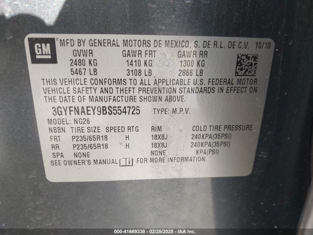 2011 CADILLAC SRX 3GYFNAEY9BS554725 Photo 8