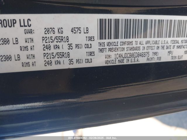 1C4NJDCB0ED846975 Jeep Compass Limited