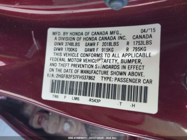 2HGFB2F57FH537862 Honda Civic Lx
