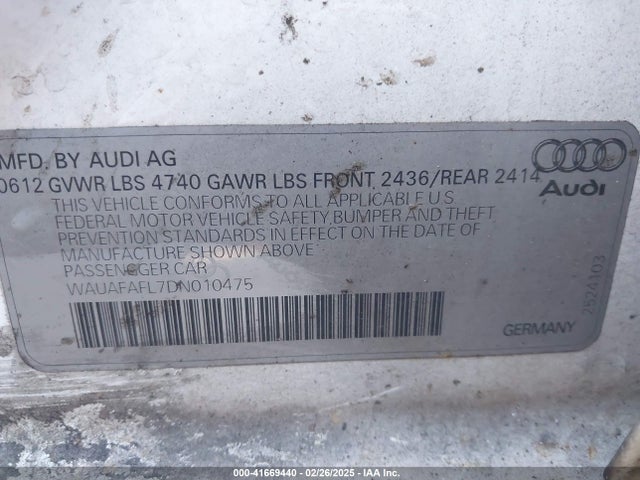 2013 AUDI A4 WAUAFAFL7DN010475 Photo 8