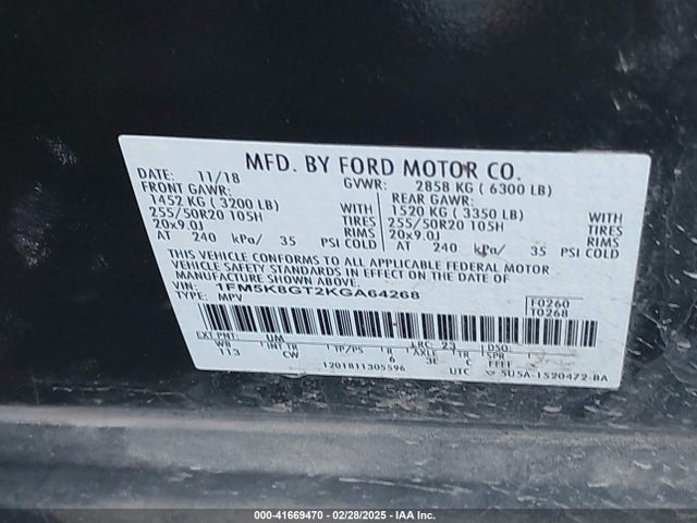 Ford EXPLORER SPORT 2019 1FM5K8GT2KGA64268 Image 9