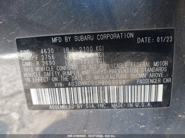4S3BWAD60P3009690 Subaru na, u5