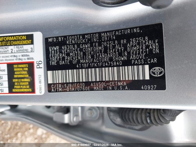 Toyota CAMRY LE 2015 4T1BF1FK1FU475840 Image 9