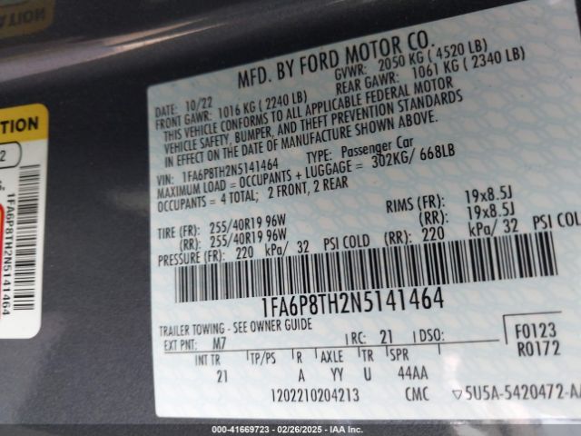 1FA6P8TH2N5141464 Ford Mustang Ecoboost Fastback