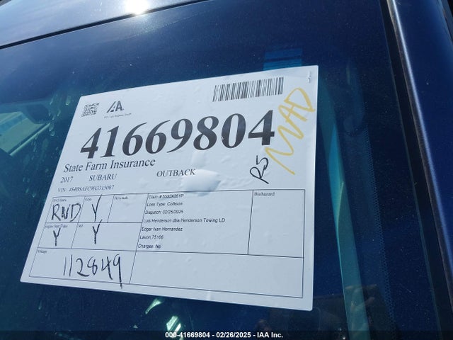 Subaru Outback 2.5i Premium 2017 4S4BSAFC9H3315007 Image 17