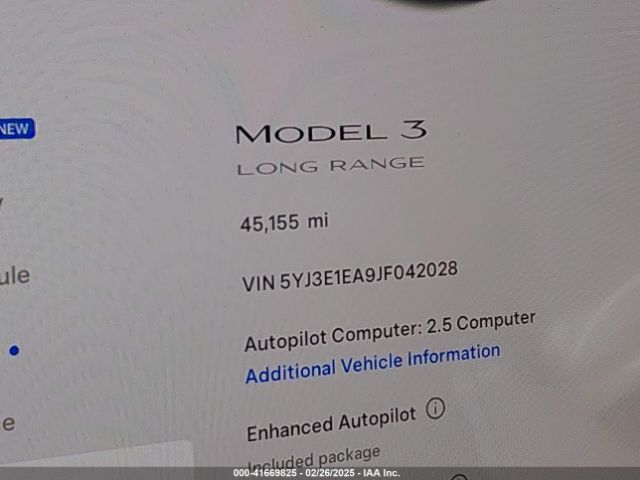 5YJ3E1EA9JF042028 Tesla Model 3 Long Range/mid Range