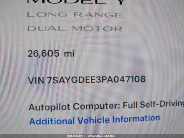 7SAYGDEE3PA047108 Tesla Model Y