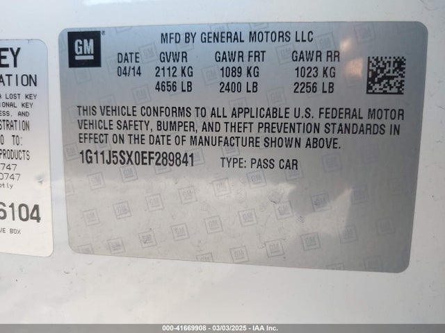 Chevrolet Malibu 2lz 2014 1G11J5SX0EF289841 Image 9