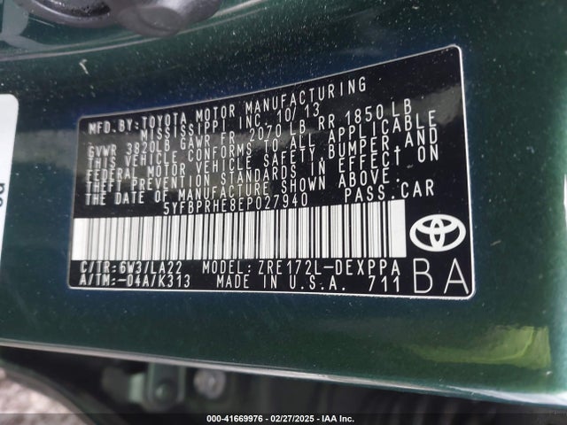 Toyota Corolla Eco/eco Plus/eco Premium 2014 5YFBPRHE8EP027940 Image 9