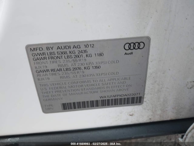 2013 AUDI Q5 WA1LFAFPXDA022071 Photo 8