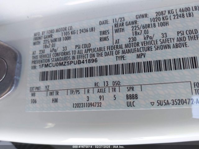 2023 FORD ESCAPE 1FMCU0MZ5PUB41896 Photo 8