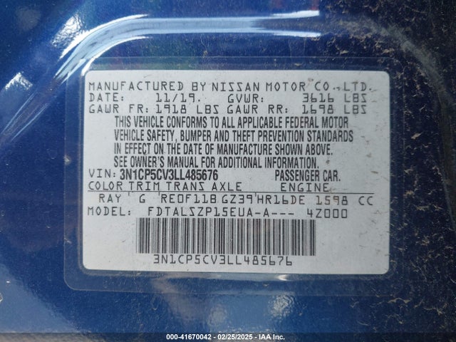 3N1CP5CV3LL485676 Nissan Kicks Sv Xtronic Cvt