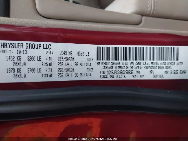 2014 JEEP GRAND CHEROKEE 1C4RJFCG9EC299235 Photo 8