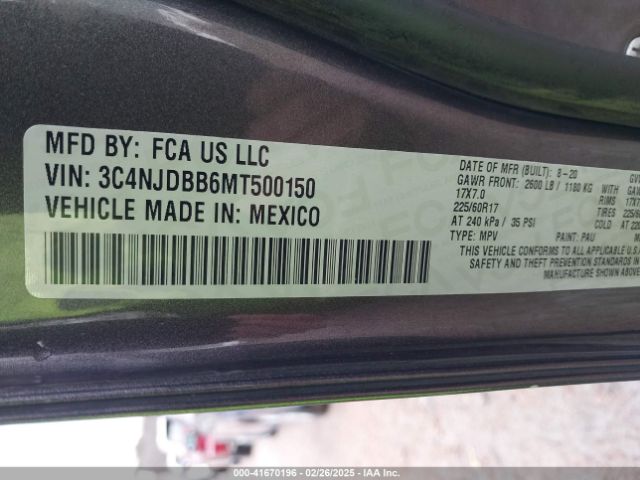 3C4NJDBB6MT500150 Jeep Compass Latitude 4x4