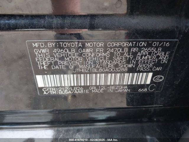 JTHBZ1BL8GA003288 Lexus Gs 350 F Sport