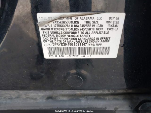 2016 ACURA MDX 5FRYD3H49GB021147 Photo 8