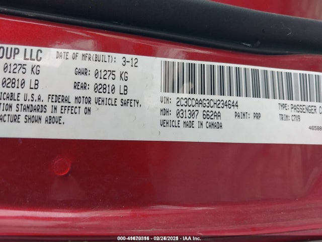 Aukcja sprzedaży 2012 Chrysler 300, vin: 2C3CCAAG3CH234644, numer aukcji: 41670316