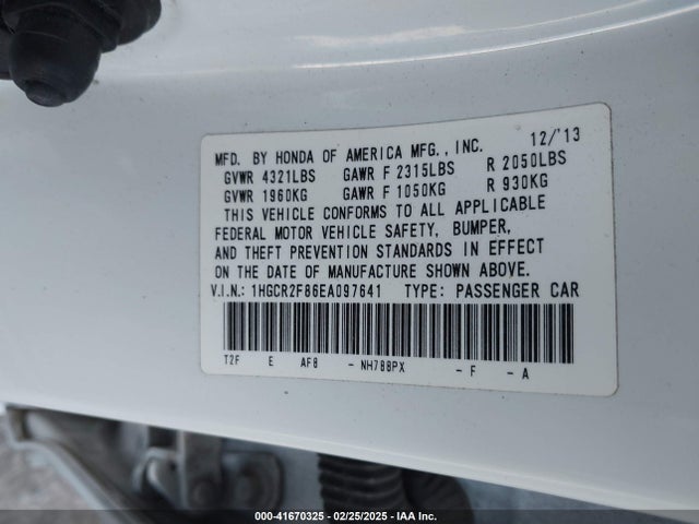 Honda Accord Ex-l 2014 1HGCR2F86EA097641 Image 9