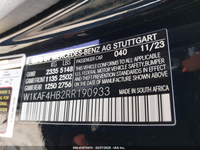 W1KAF4HB2RR190933 Mercedes-Benz C 300