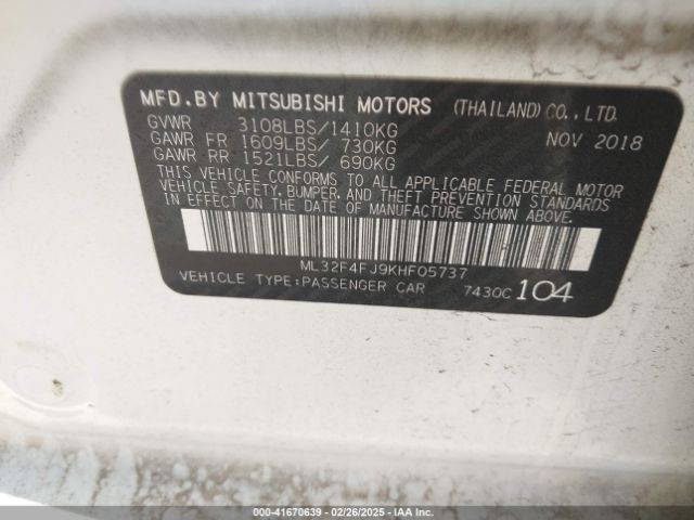 ML32F4FJ9KHF05737 Mitsubishi Mirage G4 Se