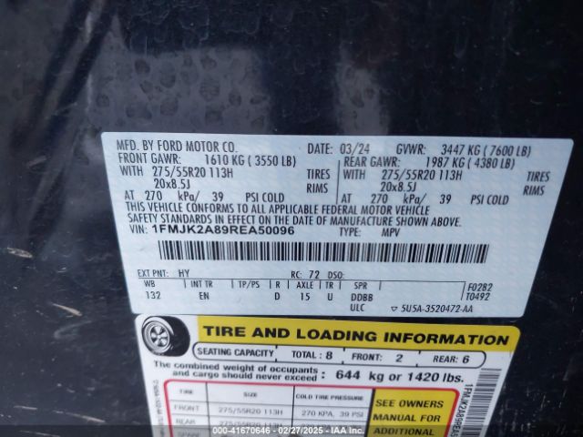 1FMJK2A89REA50096 Ford Expedition Limited Max