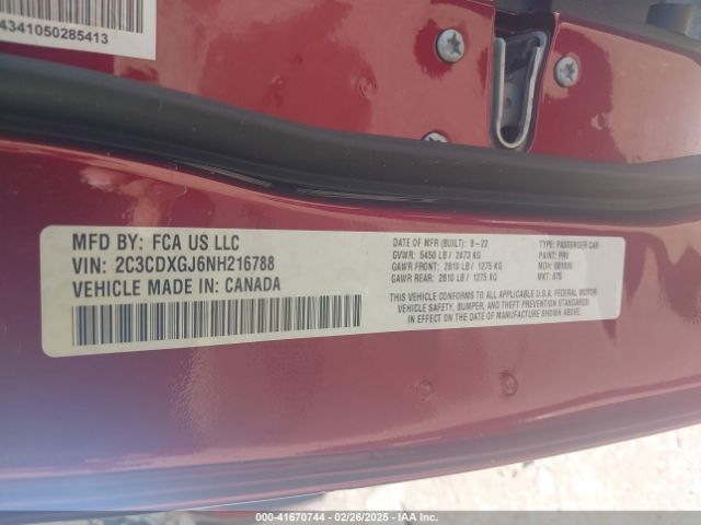 2C3CDXGJ6NH216788 Dodge Charger Scat Pack