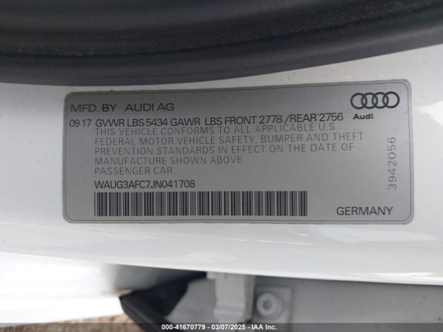 WAUG3AFC7JN041708 Audi A6 3.0t Premium