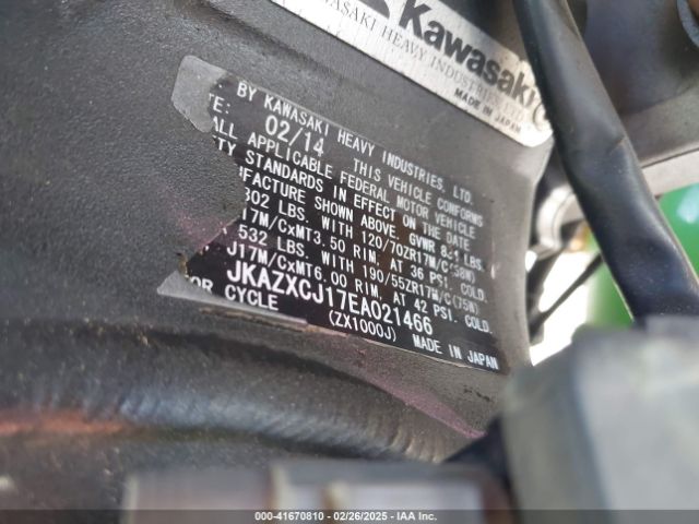 2014 KAWASAKI ZX1000 JKAZXCJ17EA021466 Photo 9