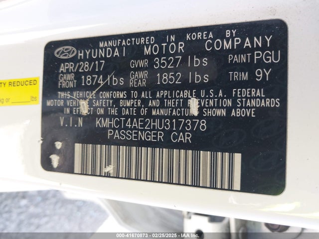 Hyundai ACCENT SE 2017 KMHCT4AE2HU317378 Image 9