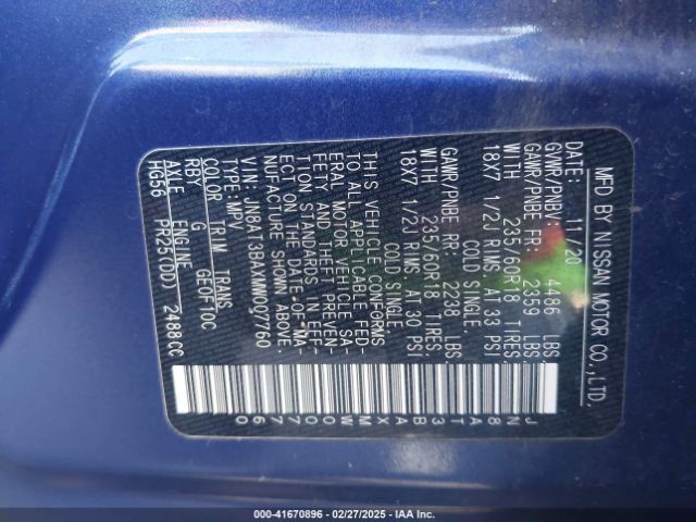 2021 NISSAN ROGUE JN8AT3BAXMW007760 Photo 8