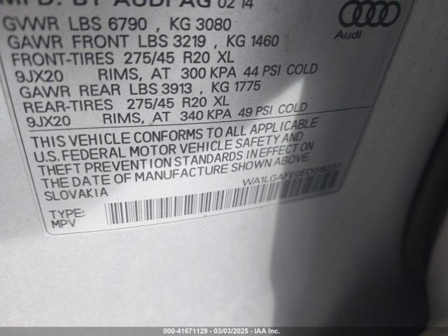 WA1LGAFE0ED015237 Audi Q7 3.0t Premium