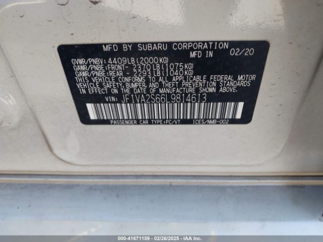 JF1VA2S66L9814613 Subaru Wrx Sti